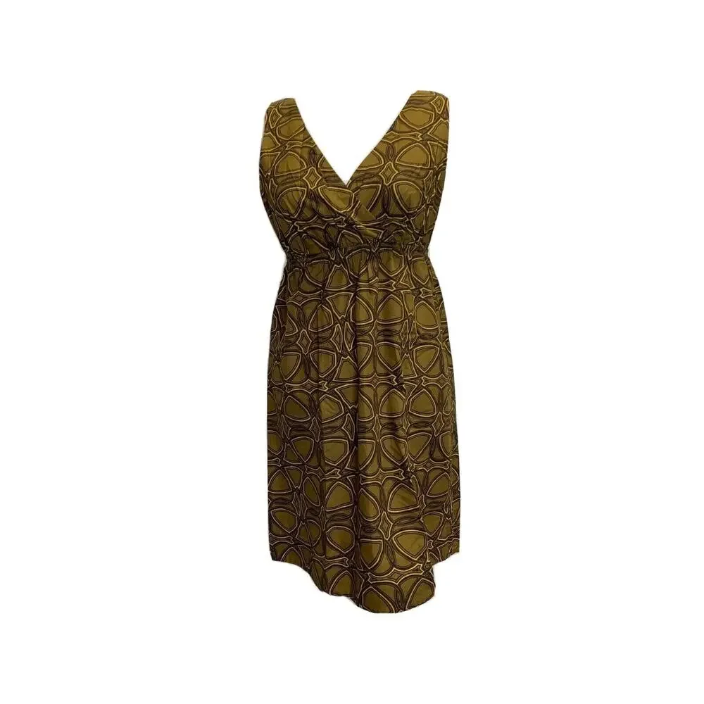 Michael Kors Women V Neck Sheath Dress High Waist Sleeveless Size PS Cotton